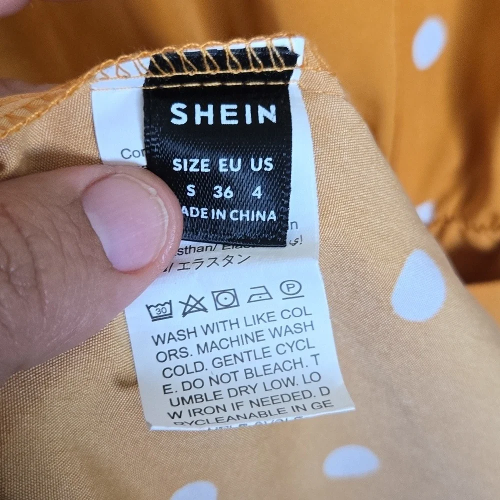 Polka Dot Orange Dress Size S - Picture 6 of 7